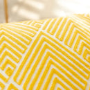 Yellow & white geometric embroidery canvas cushion cover living room by Decorbites