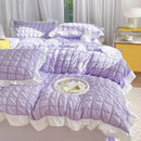 GobekUsa Bubble Gauze Lace Duvet Cover Set - Cooling & Durable Bedding Kit for Summer