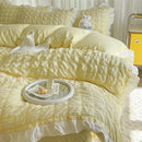 GobekUsa Bubble Gauze Lace Duvet Cover Set - Cooling & Durable Bedding Kit for Summer