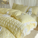 GobekUsa Bubble Gauze Lace Duvet Cover Set - Cooling & Durable Bedding Kit for Summer