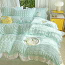 GobekUsa Bubble Gauze Lace Duvet Cover Set - Cooling & Durable Bedding Kit for Summer