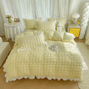 GobekUsa Bubble Gauze Lace Duvet Cover Set - Cooling & Durable Bedding Kit for Summer