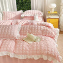 GobekUsa Bubble Gauze Lace Duvet Cover Set - Cooling & Durable Bedding Kit for Summer