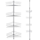Aquaterior 4 Baskets Bathtub Corner Shower Caddy Adjustable Pole Silver