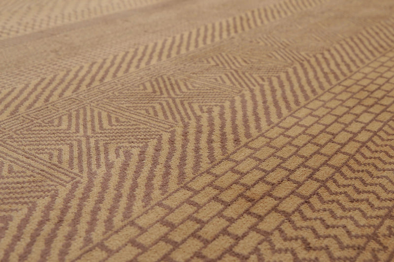 8' x 10' Hand Knotted Contemporary 100% Wool Pile Area Rug Tan