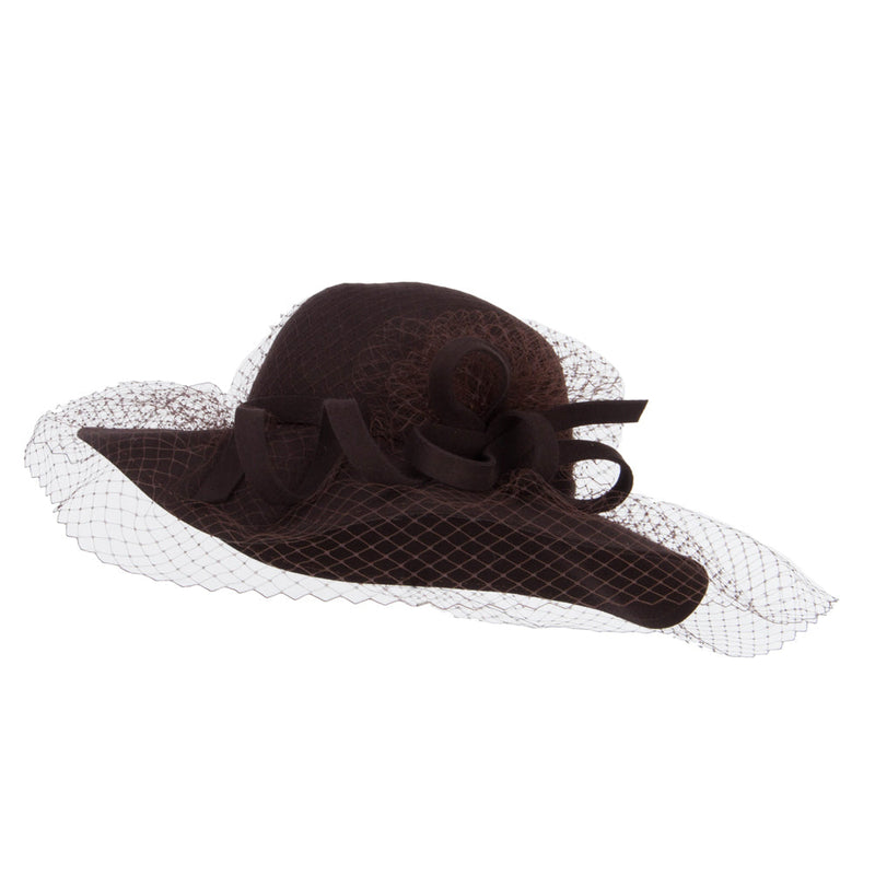 Wool Felt Floppy Hat with Net