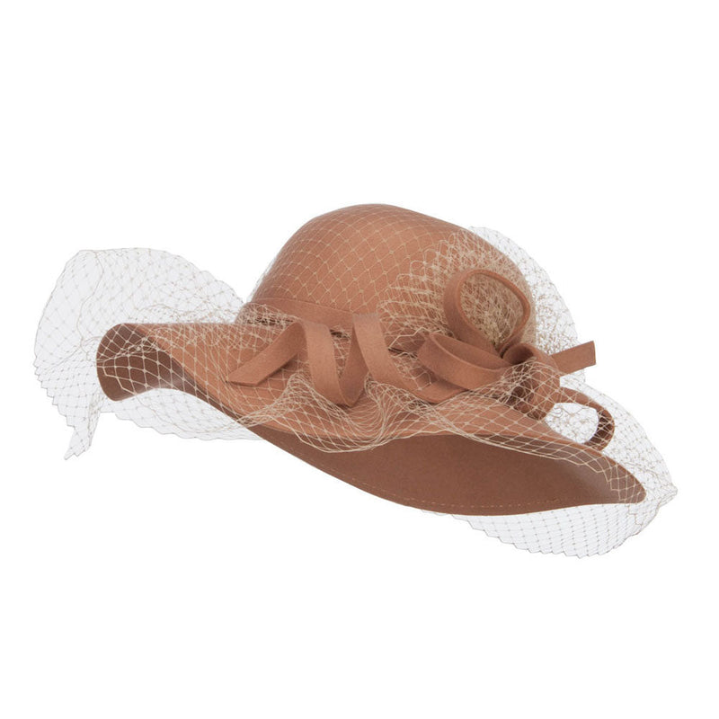 Wool Felt Floppy Hat with Net
