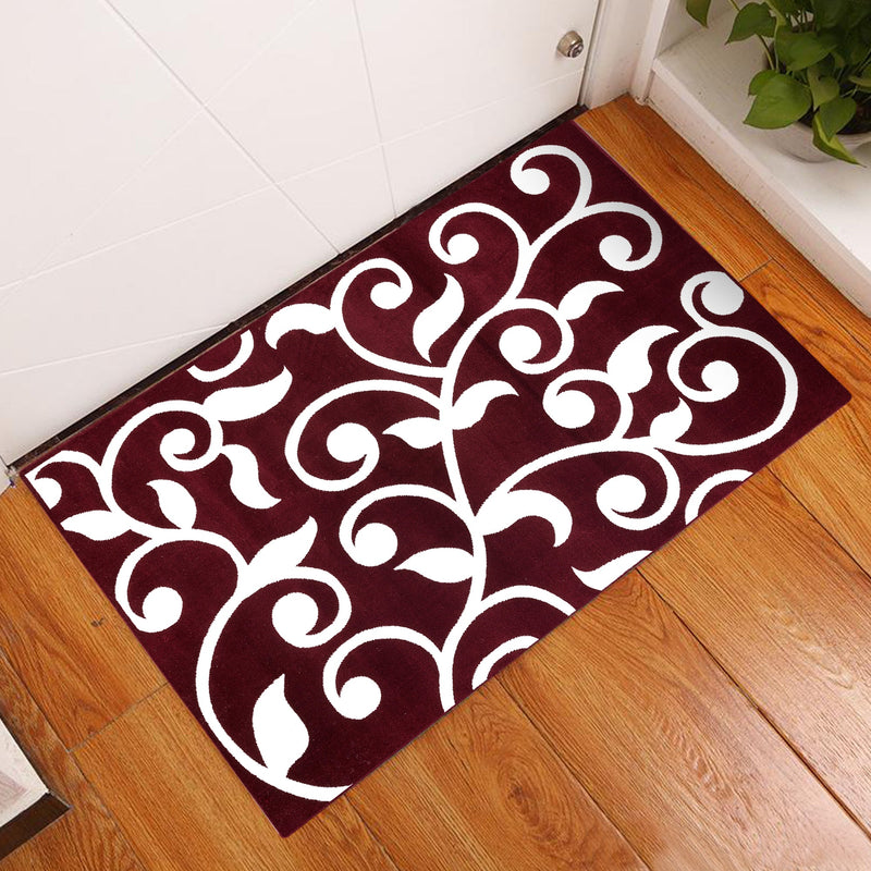 Sussex Home, Landing Rug, Slip Resistant Indoor Carpets Includes Adhesive Tape  2' x 3'-Floral Collection |Red&White