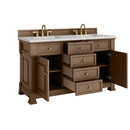 James Martin Brookfield 60" Double Bathroom Vanity, Pecan