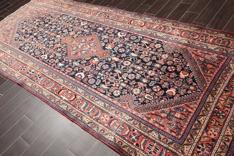 4'7" x 11'2" Hand Knotted Traditional 100% Wool Runner Oriental Area Rug Navy