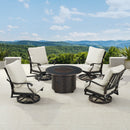 Black Aluminum Fire Table Set with Four Club Chairs