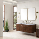 James Martin Amberly 60" Dual Mount Double Bathroom Vanity, Mid-Century Walnut