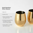 Stainless Steel Stemless Wine Glasses in Gold Set of 2 by Viski