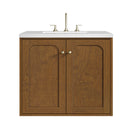 James Martin Laurent 30" Dual Mount Single Bathroom Vanity, Honey Oak