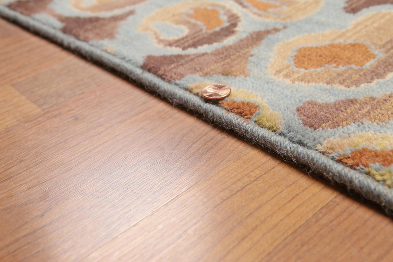 6' x 9' Designer Hand Knotted Modern 100% Wool Area rug Aqua