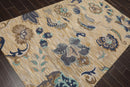 5' x 8' Handmade Wool Loop Pile Floral Traditional Oriental Area Rug Beige