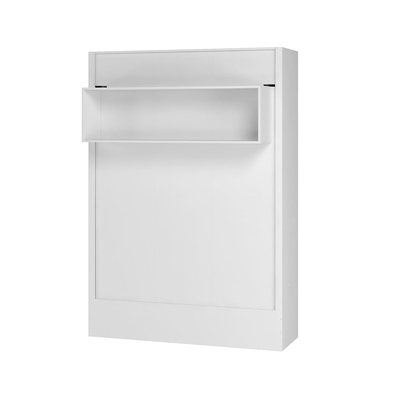 Easy-Lift Full Murphy Wall Bed in White with Shelf