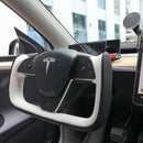 Yoke Style Steering Wheel for Model 3 / Y【Black & White Leather】