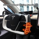 Yoke Style Steering Wheel for Model 3 / Y【Black & White Leather】