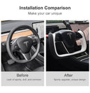 Yoke Style Steering Wheel for Model 3 / Y【Black & White Leather】