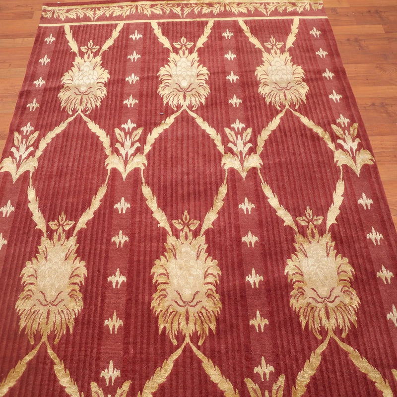 6' x 9' Couristan Hand Knotted Wool & Silk S.fine Damask Tibetan Area Rug Rust