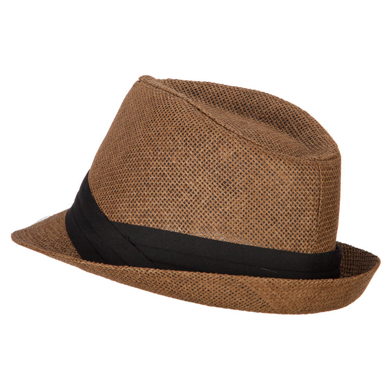 Youth Paper Straw Pinch Top Fedora Hat