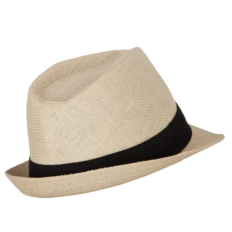 Youth Paper Straw Pinch Top Fedora Hat