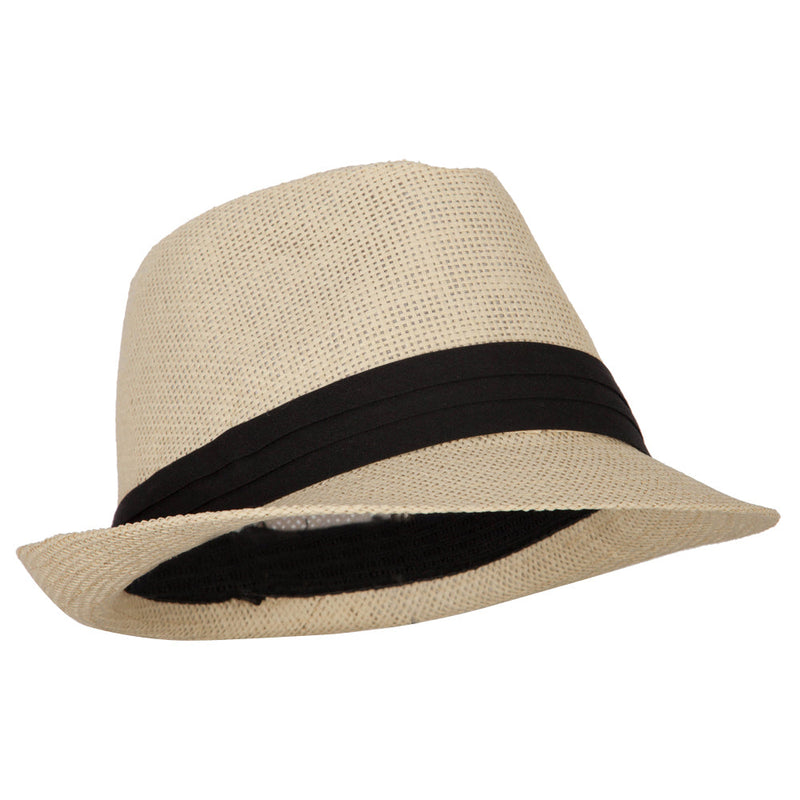 Youth Paper Straw Pinch Top Fedora Hat