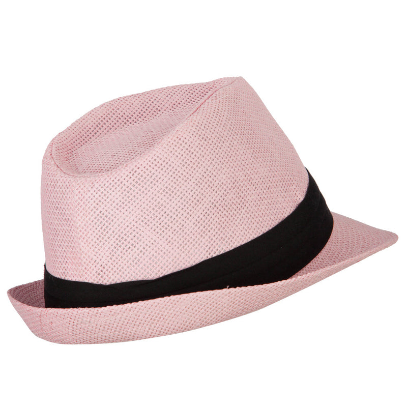 Youth Paper Straw Pinch Top Fedora Hat