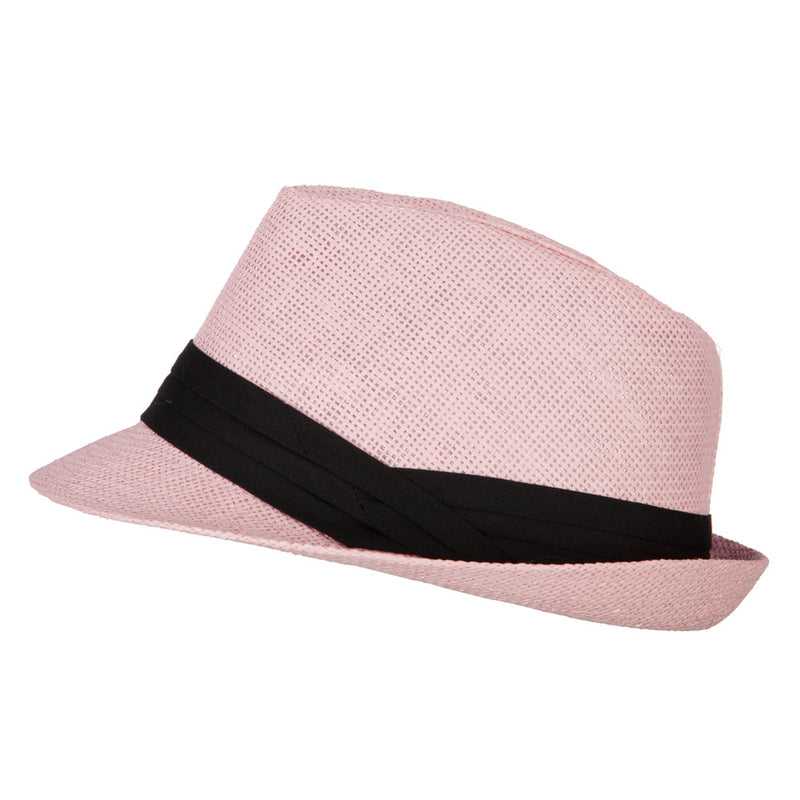 Youth Paper Straw Pinch Top Fedora Hat
