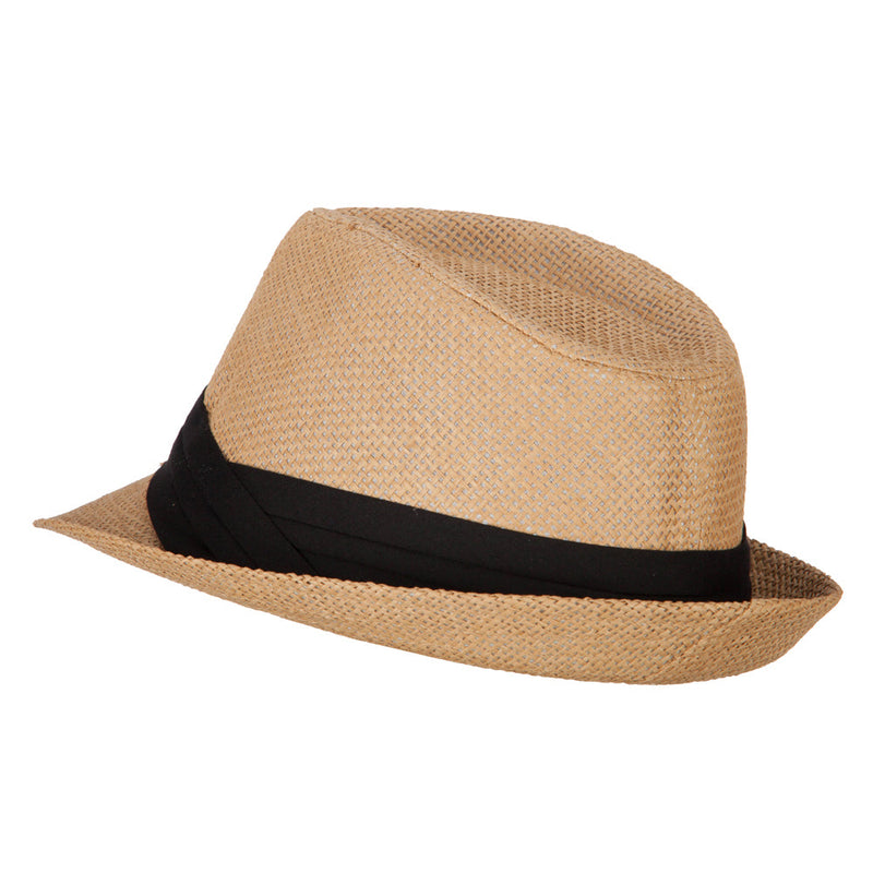 Youth Paper Straw Pinch Top Fedora Hat
