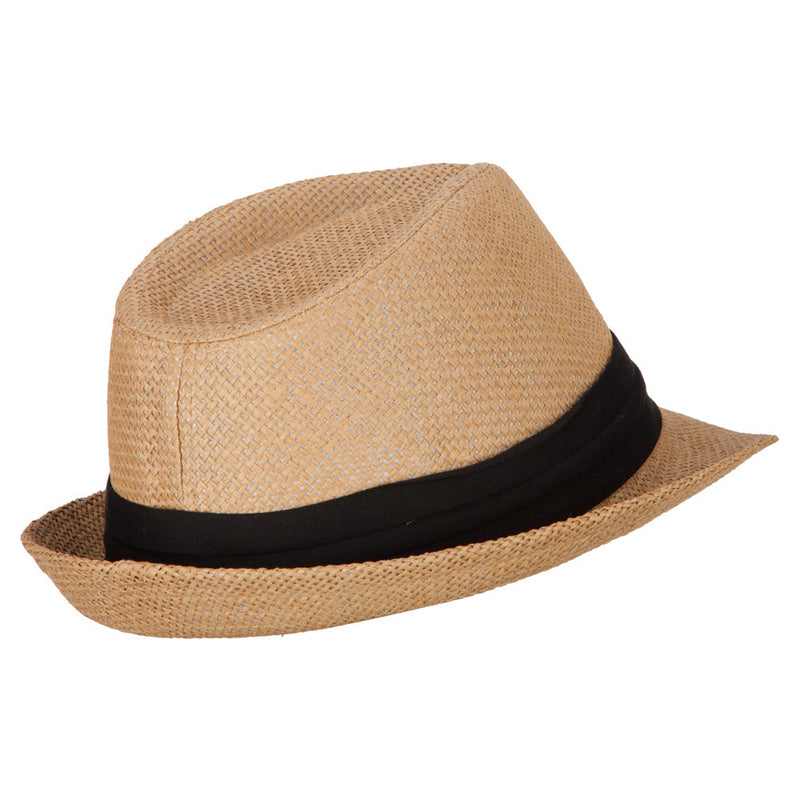 Youth Paper Straw Pinch Top Fedora Hat