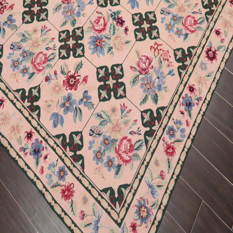 5'9" x 8'9" Hand Woven Traditional French Aubusson Needlepoint Area Rug Apricot