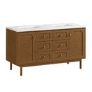 James Martin Laurent 60" Dual Mount Double Bathroom Vanity, Honey Oak