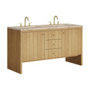James Martin Hudson 60" Double Bathroom Vanity, Light Natural Oak