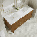 James Martin Laurent 60" Dual Mount Double Bathroom Vanity, Honey Oak