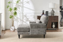 Modern Grey Upholstered Chaise Lounge Sofa with Solid Wood