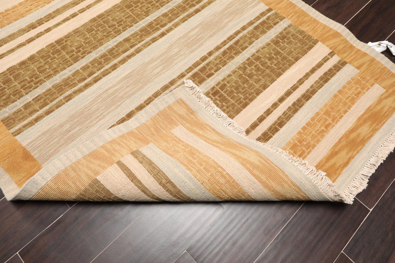 3'10" x 5'10" Hand Knotted Wool High Low Pile Area Rug Beige