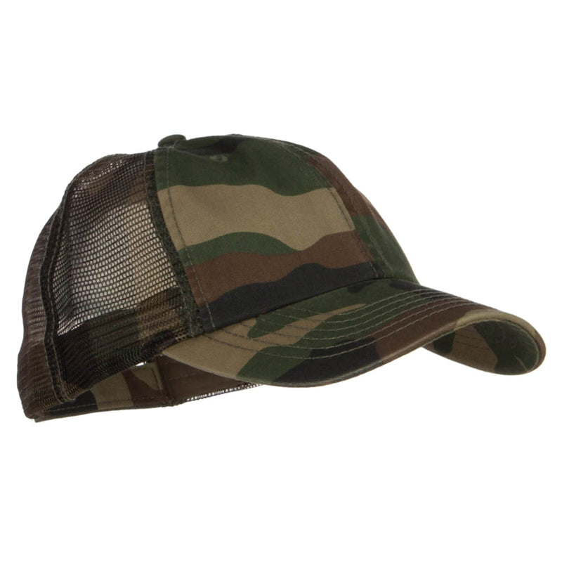 Enzyme Washed Camouflage Trucker Cap