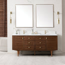 James Martin Amberly 72" Dual Mount Double Bathroom Vanity, Mid-Century Walnut