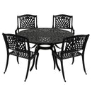Outdoor Aluminum 5pc Round Black Patio Dining Set with Four Chairs