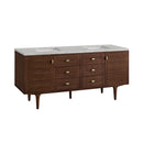 James Martin Amberly 72" Dual Mount Double Bathroom Vanity, Mid-Century Walnut