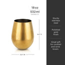 Stainless Steel Stemless Wine Glasses in Gold Set of 2 by Viski