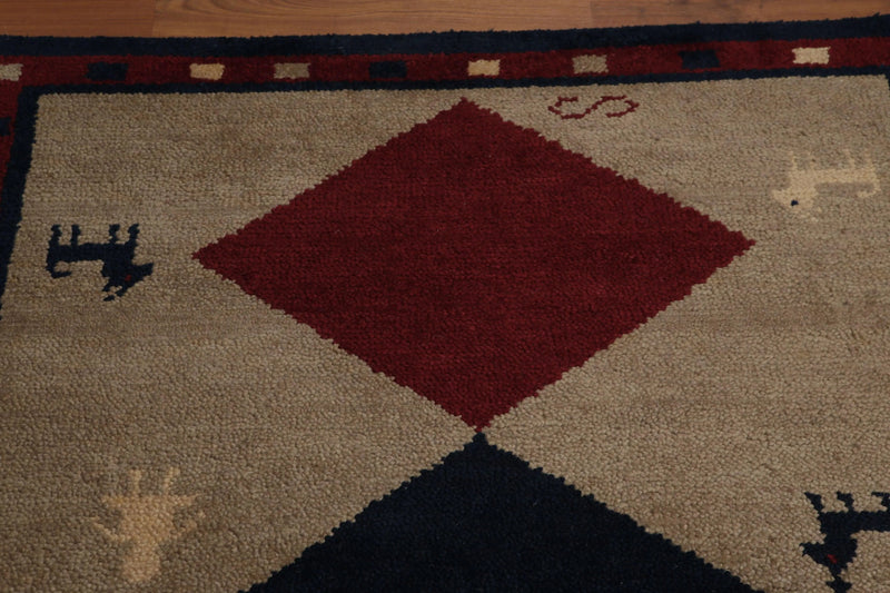 4' x 6' Hand knotted 100% wool Traditional Gaabbeh full Pile area rug Camel