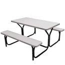 HDPE Outdoor Picnic Table Bench Set with Metal Base by LJGDeals