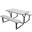 HDPE Outdoor Picnic Table Bench Set with Metal Base-Black by DirectDeals