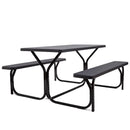 HDPE Outdoor Picnic Table Bench Set with Metal Base by LJGDeals