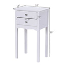 Side Table End Accent Table with 2 Drawers-White by LJGDeals