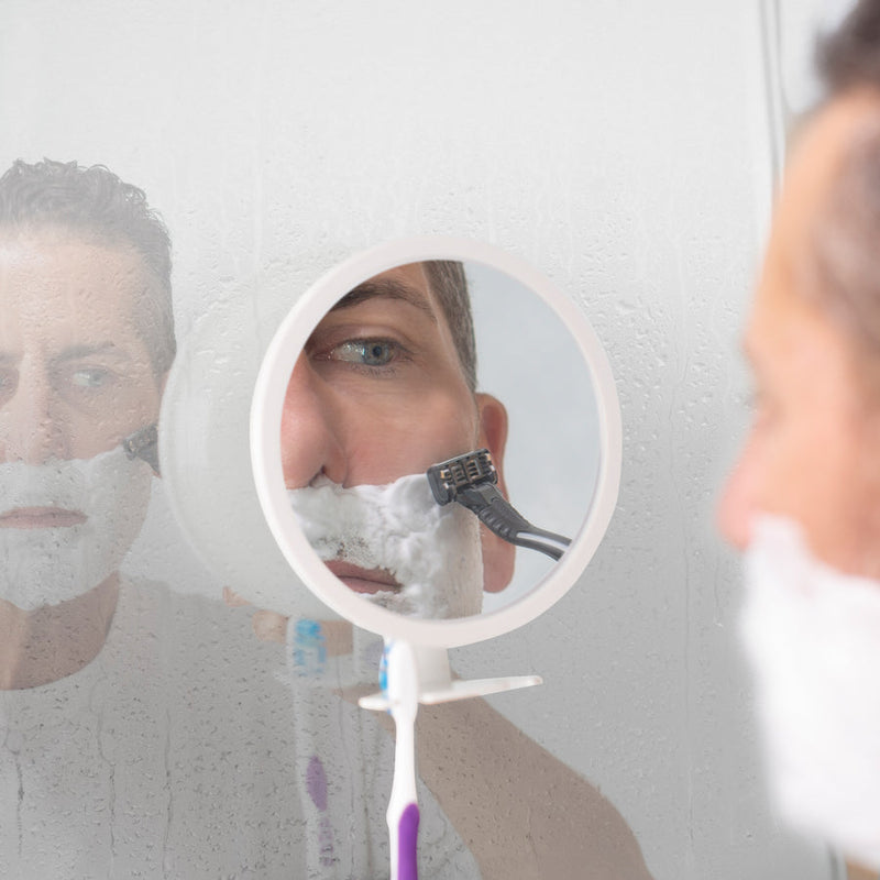Fogless Shower Mirror with Adjustable Magnification & Razor Holder