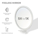 Fogless Shower Mirror with Adjustable Magnification & Razor Holder